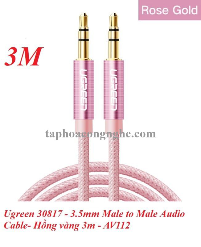 Ugreen 30817 3M màu Hồng Cáp âm thanh 2 đầu 3.5mm dương AV112 30030817